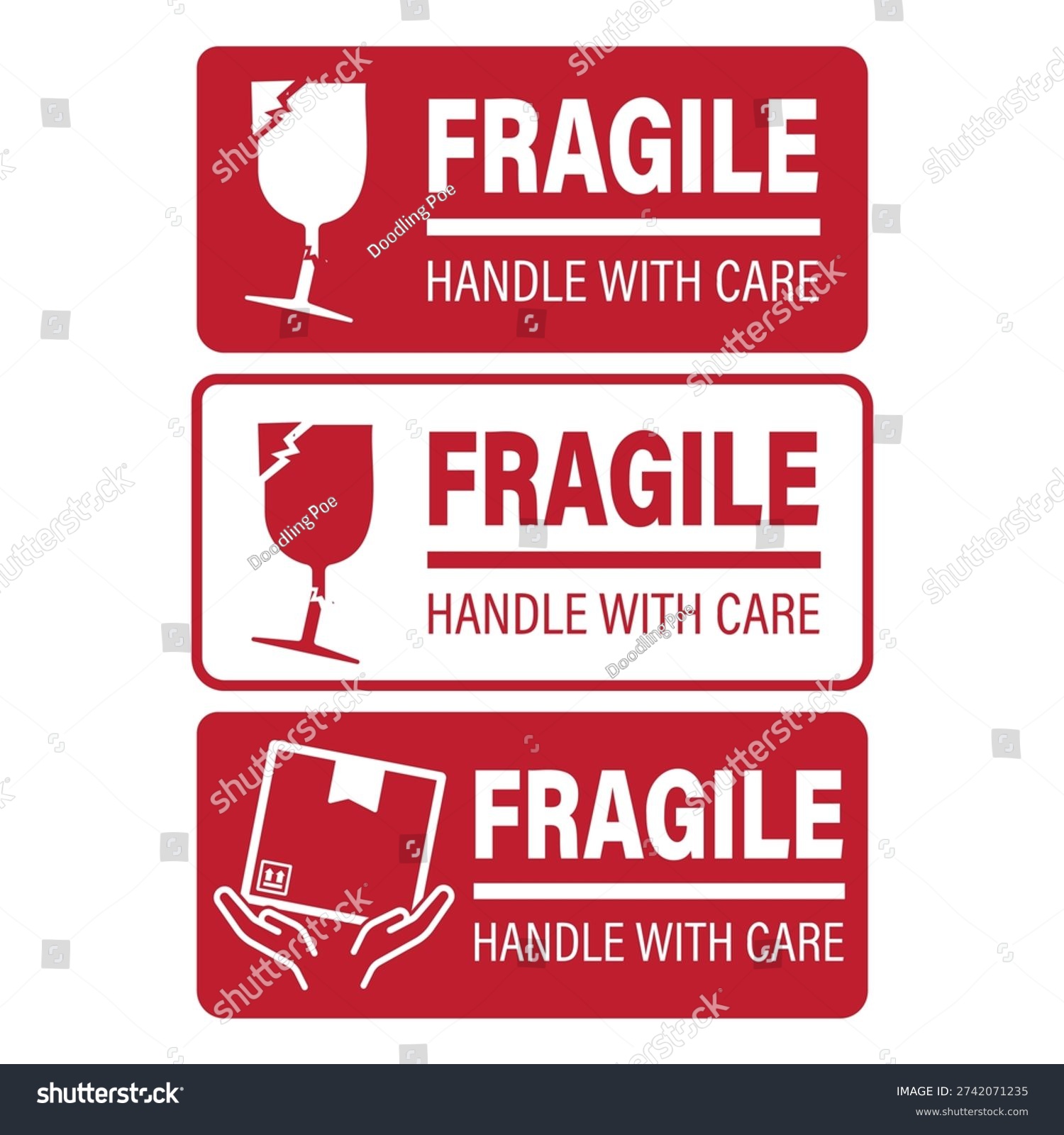 Bundle Printable Fragile Signs Various Red 2742071235