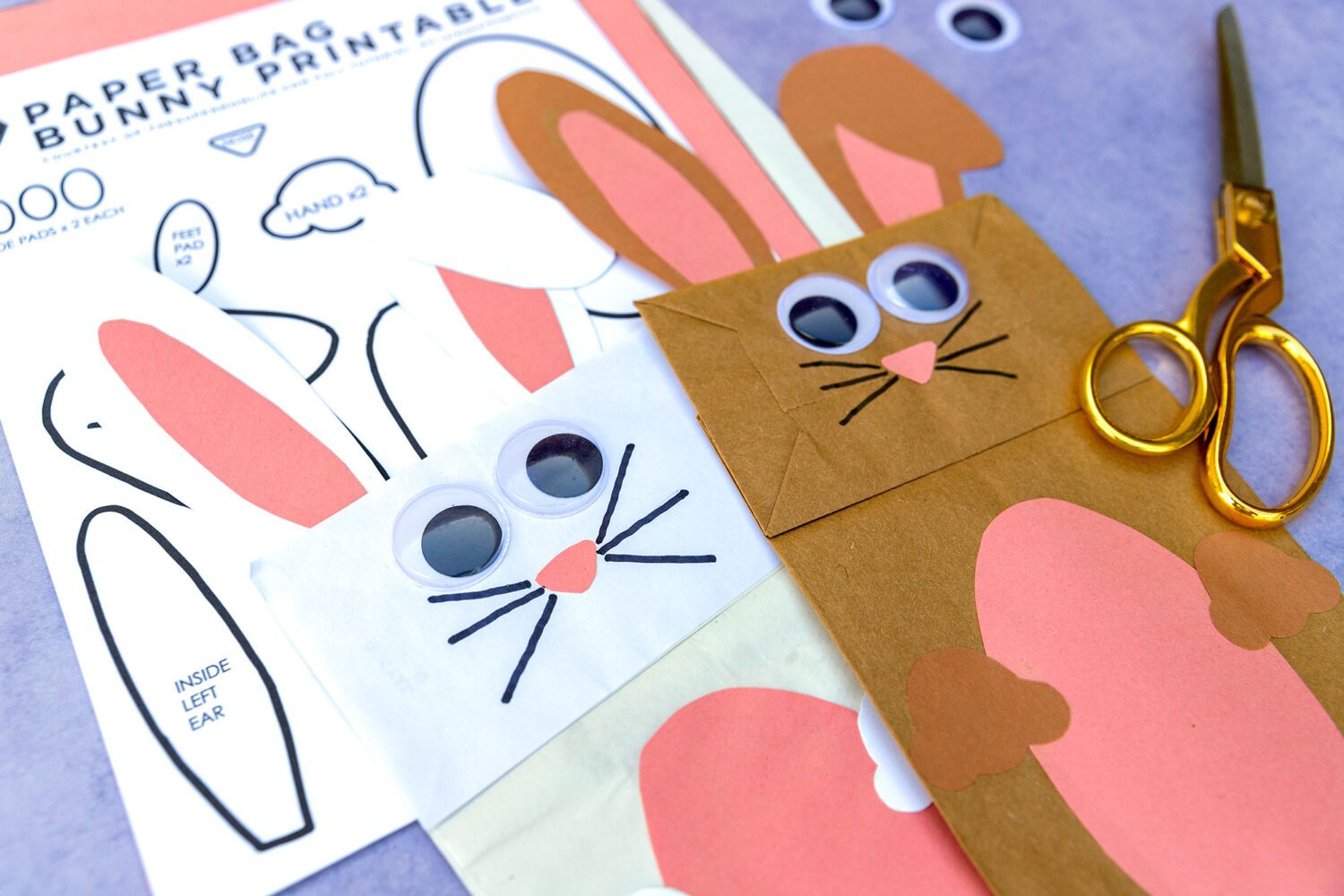 Bunny Paper Bag Craft Easter Printable Template