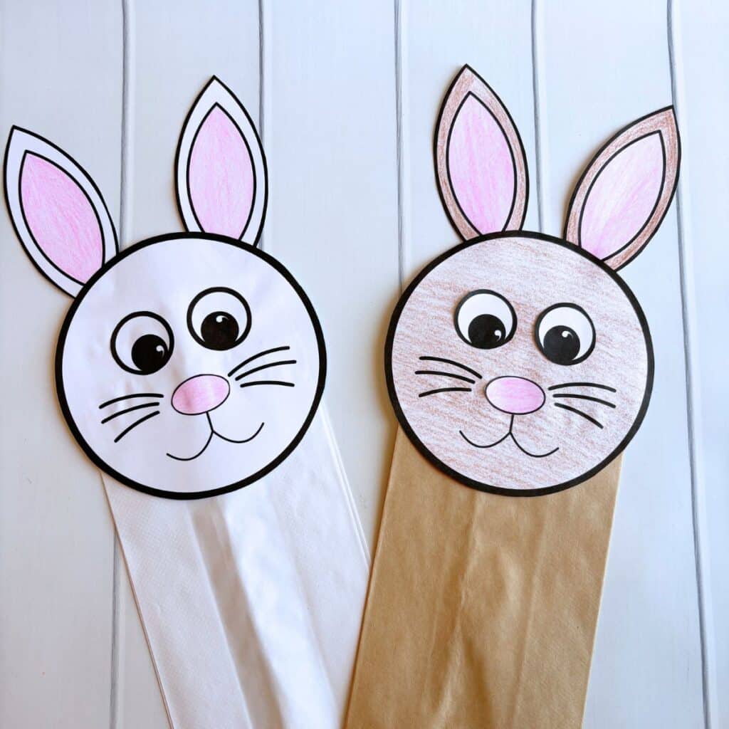 Bunny Paper Bag Puppet Free Printable