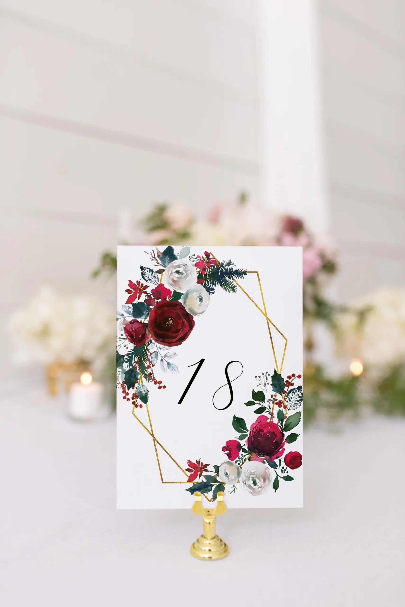 Burgundy Table Numbers Ada