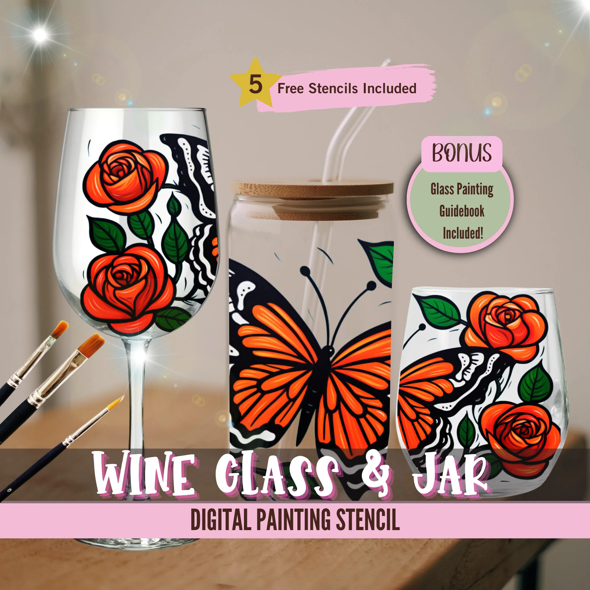 free printable stencils for wine glasses