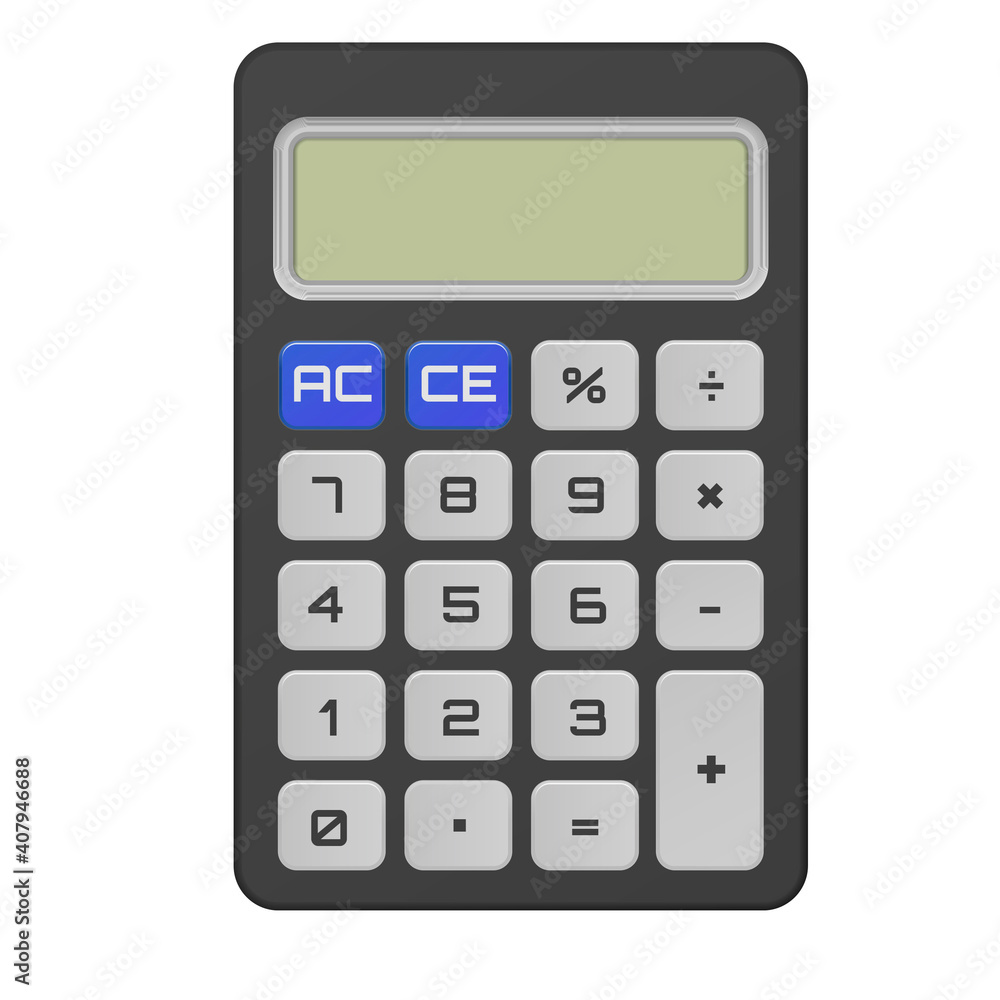 Calculator Template To Fill With Numbers 3d Illustration Isolated On White