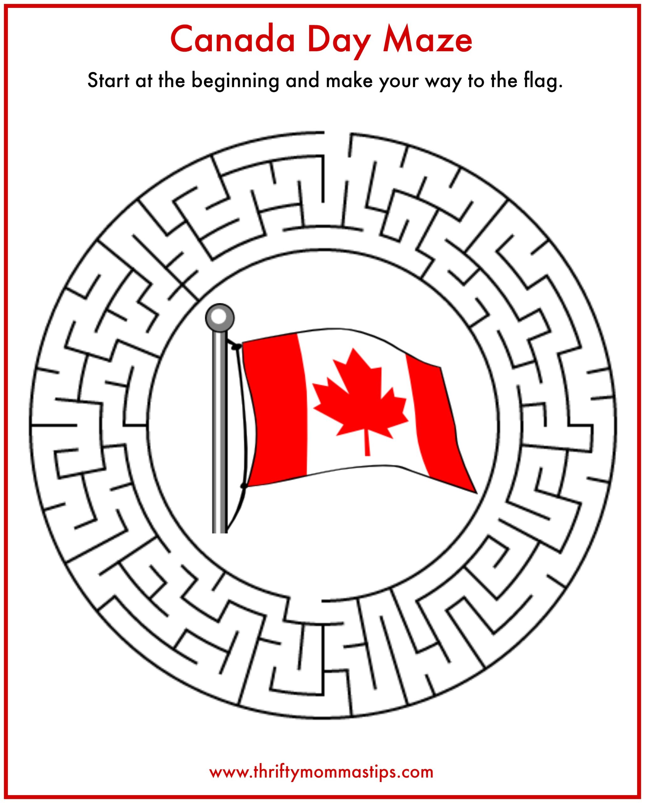 Canada Day Maze Printable