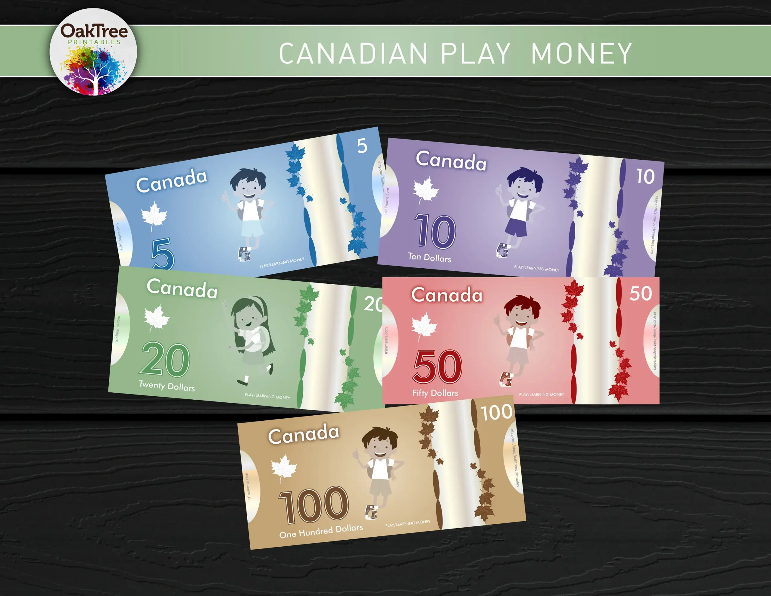 Canadian Play Money Printable Teach Math