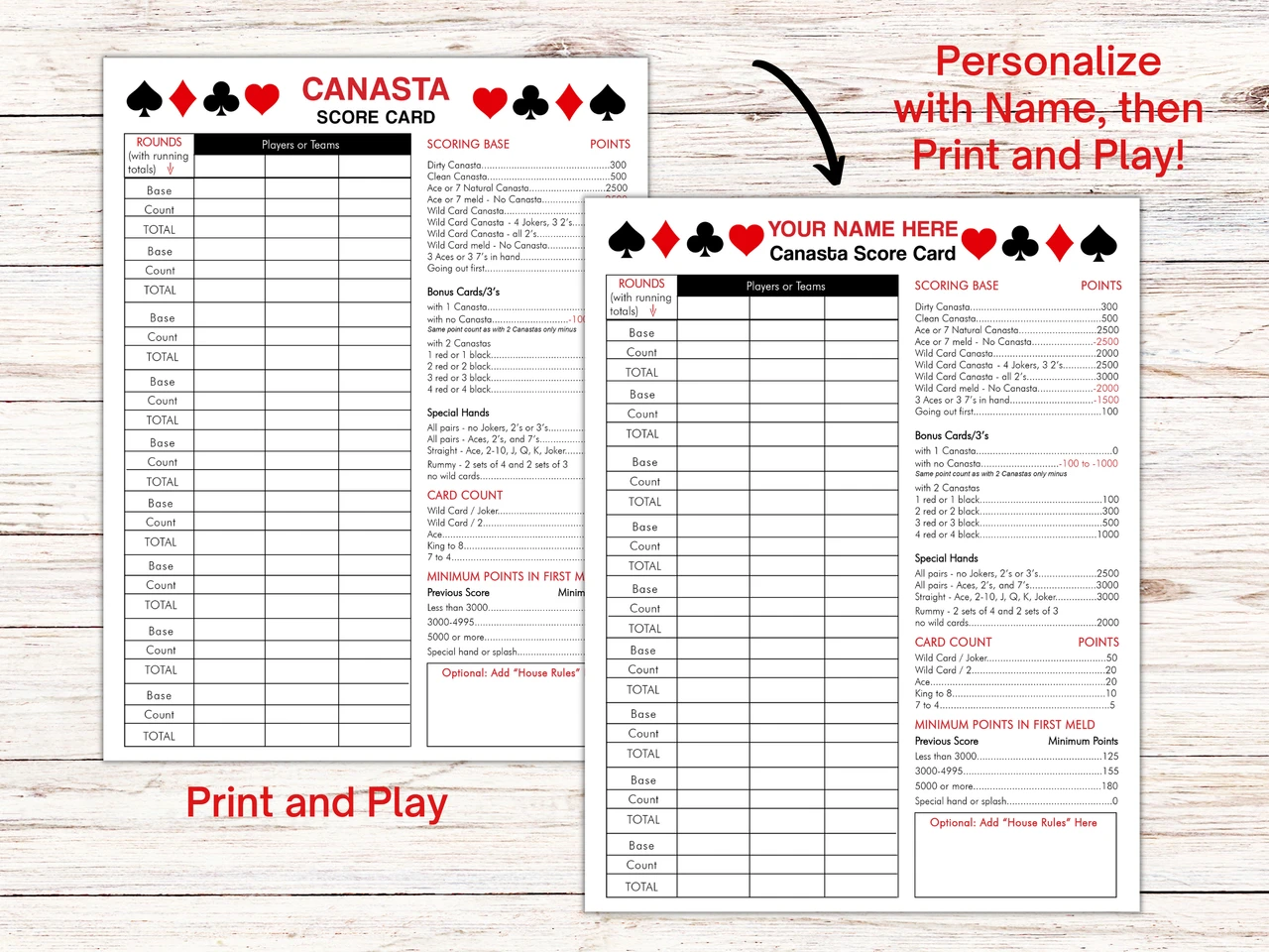 Canasta Score Sheet Print At Home And Play