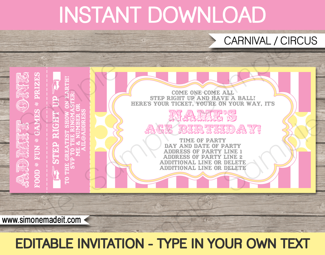 free carnival ticket template printable