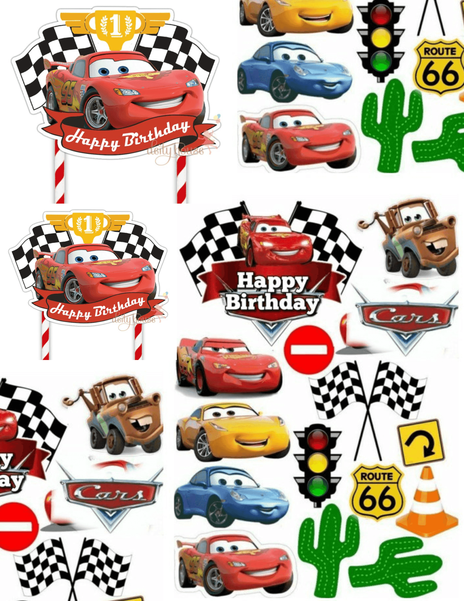Cars Cake And Cupcake Toppers