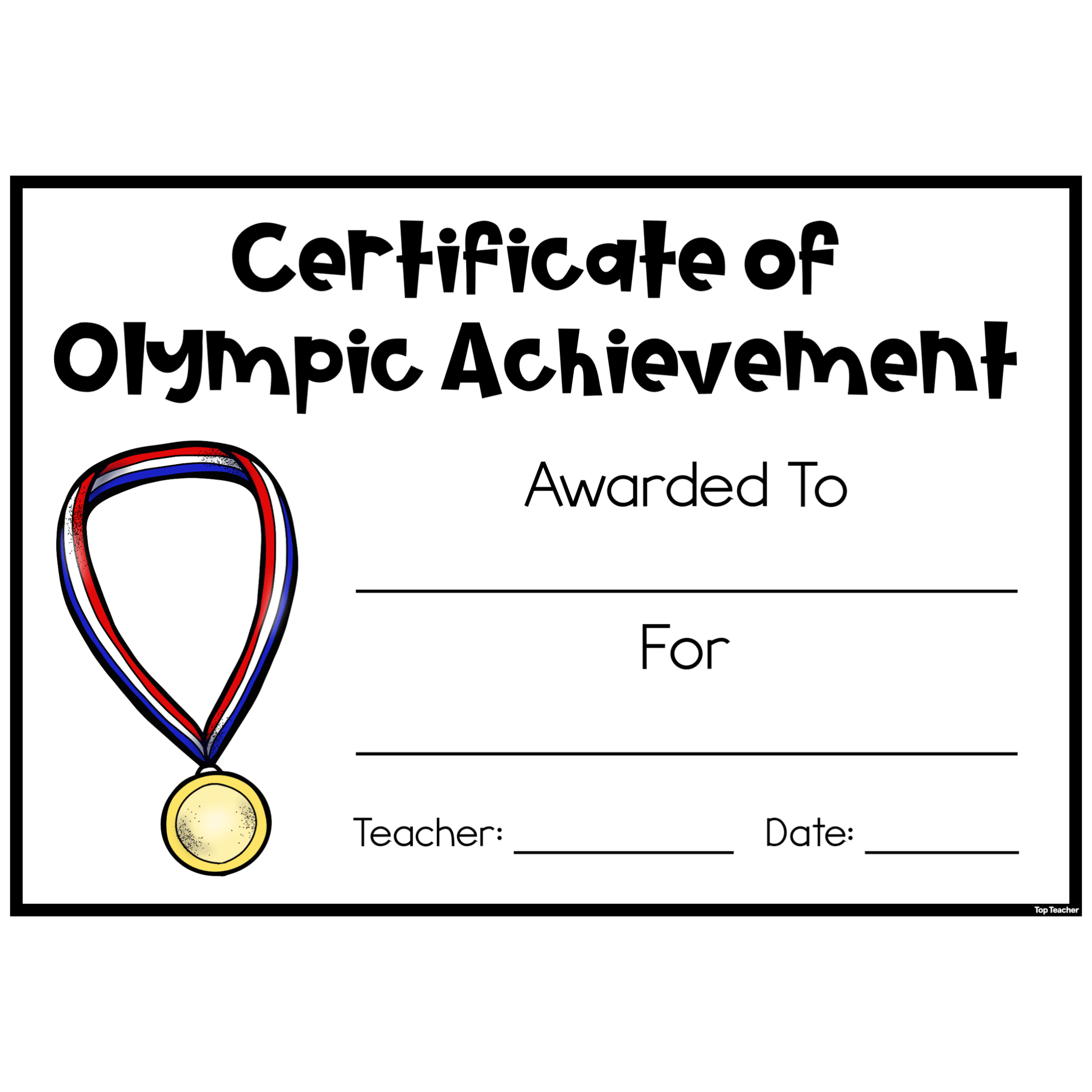 Certificate Of Olympic Achievement