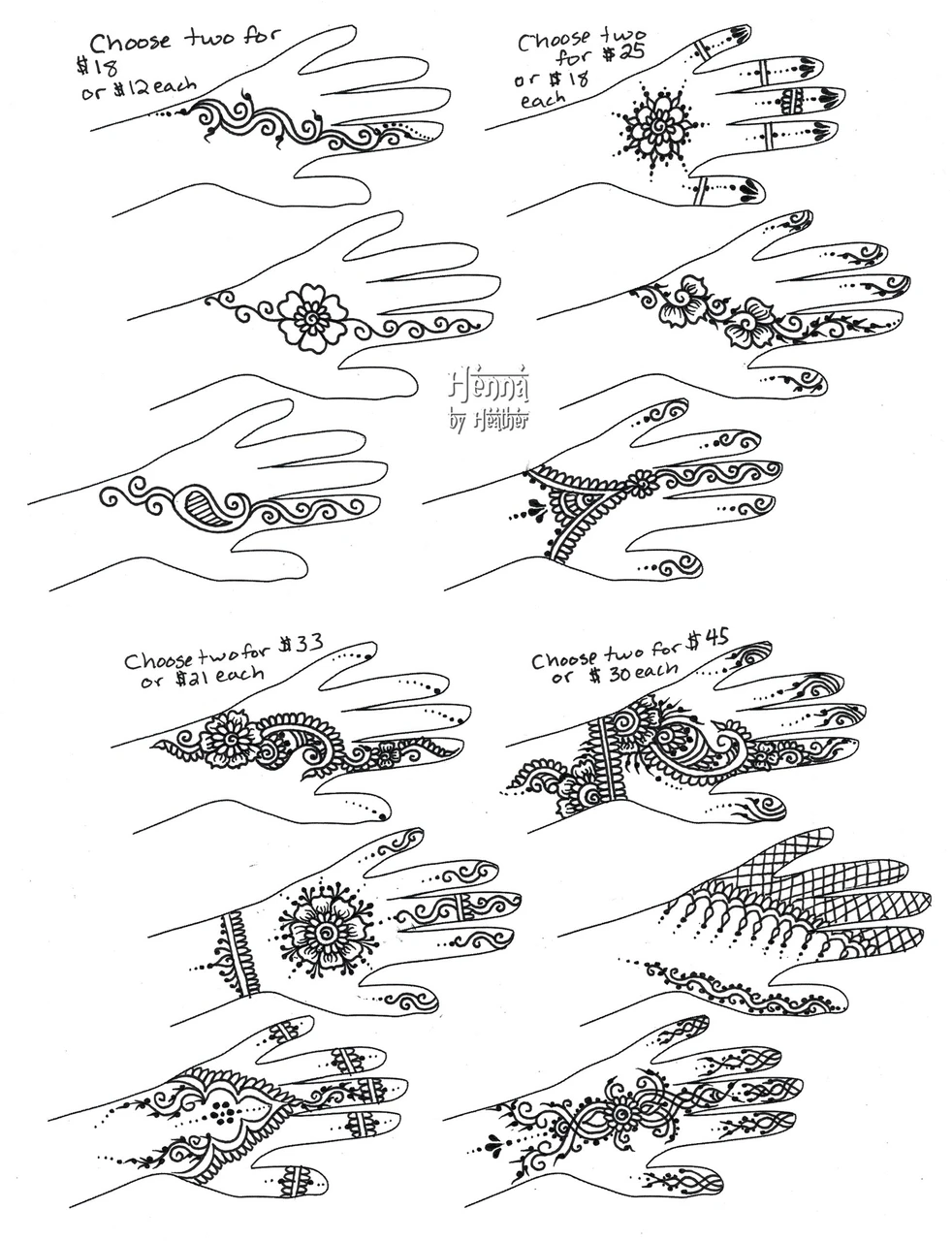 Chaand Raat Sample Henna Mehndi Designs Template For Drawing Your Own
