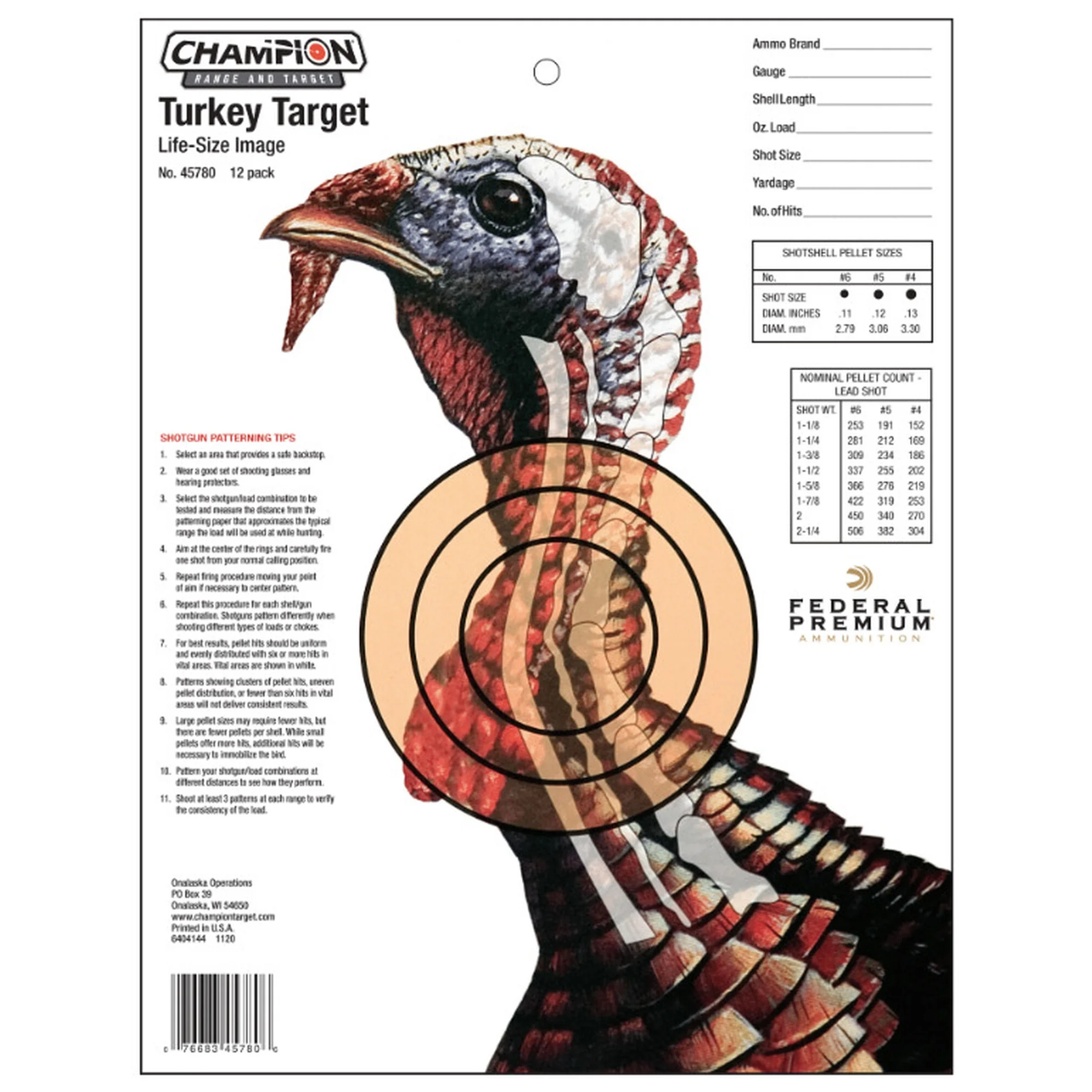 Champion Practice Targets 45780 Turkey Lifesize 12 Pk