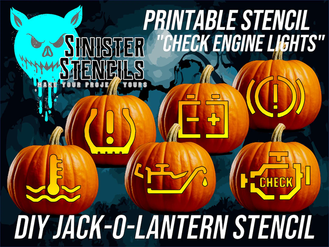 Check Engine Lights Pumpkin Stencil Easy