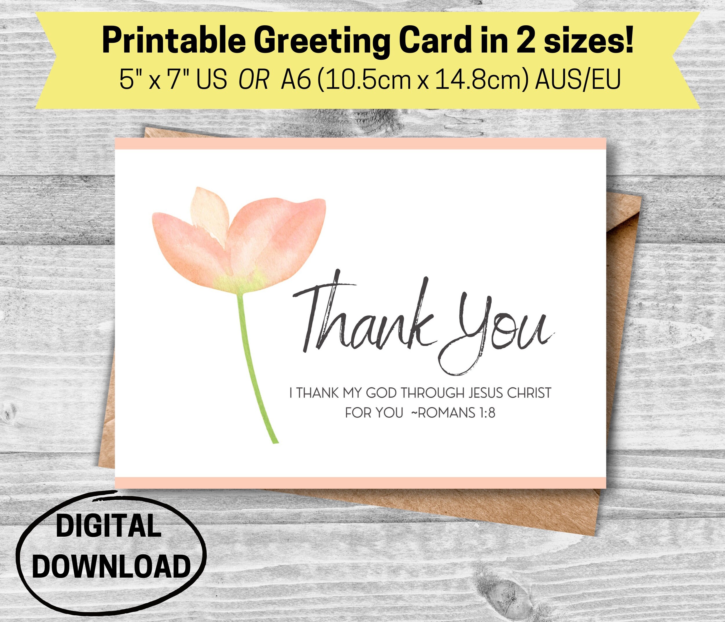 Christian Thank You Card Religious Thank