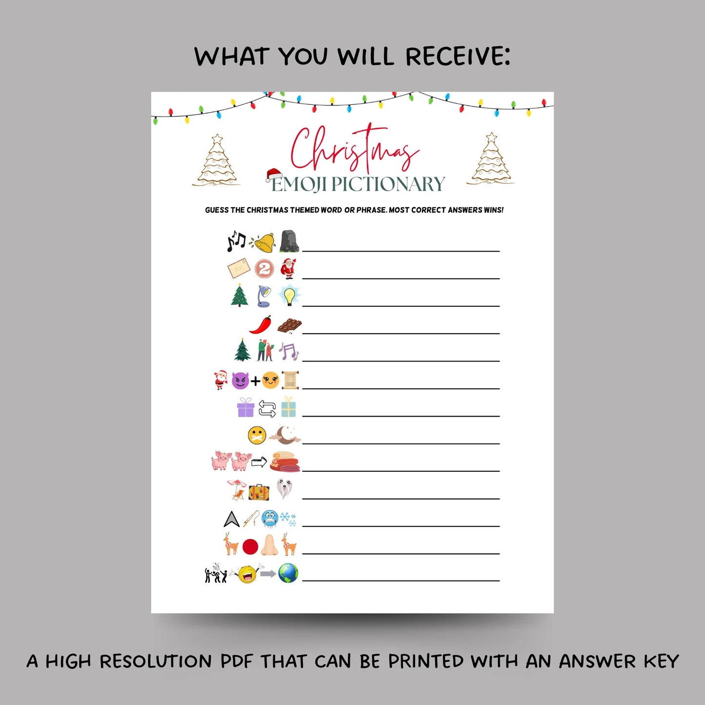 Christmas Emoji Pictionary Printable 27508