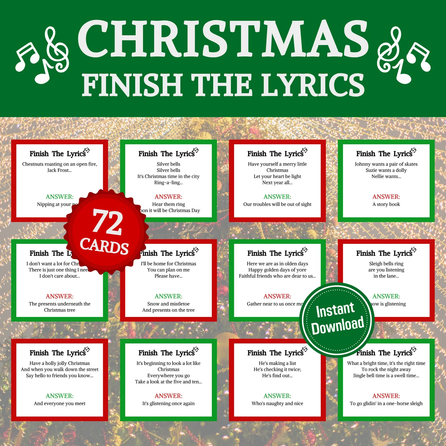 Christmas Finish The Lyrics Game Christmas Finish The Lyrics Game