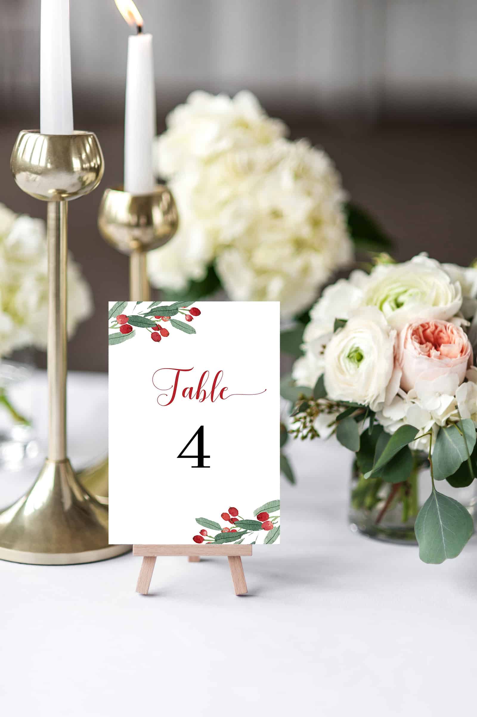 christmas table numbers printable