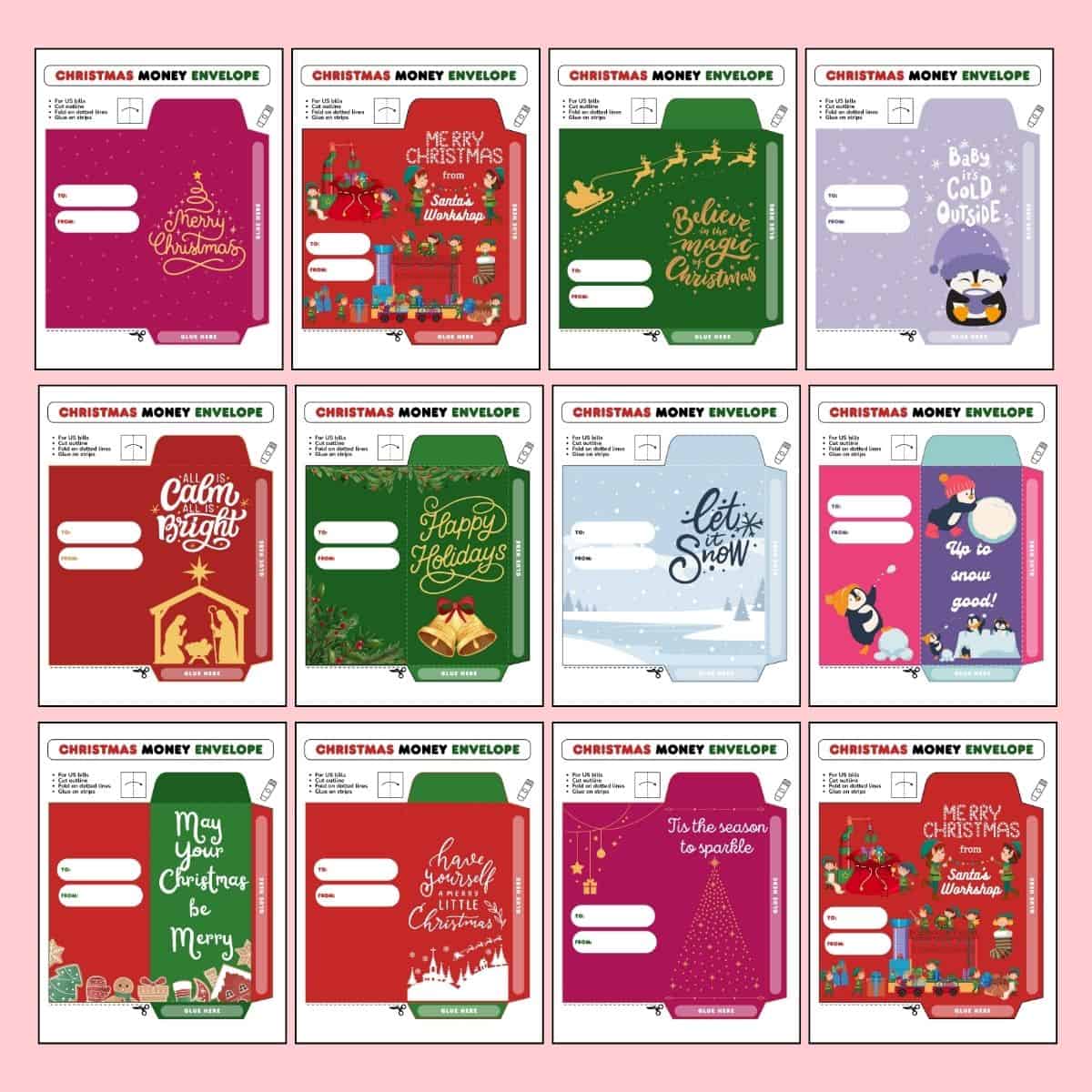 free printable christmas cash envelopes