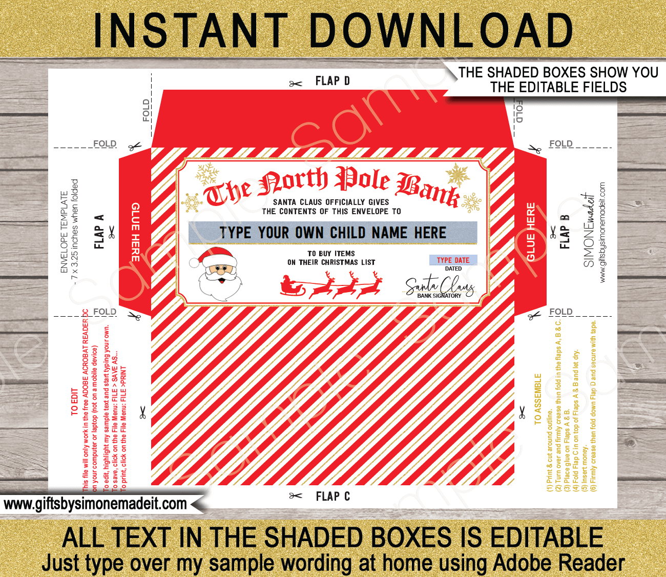 Christmas Santa Money Envelope Template