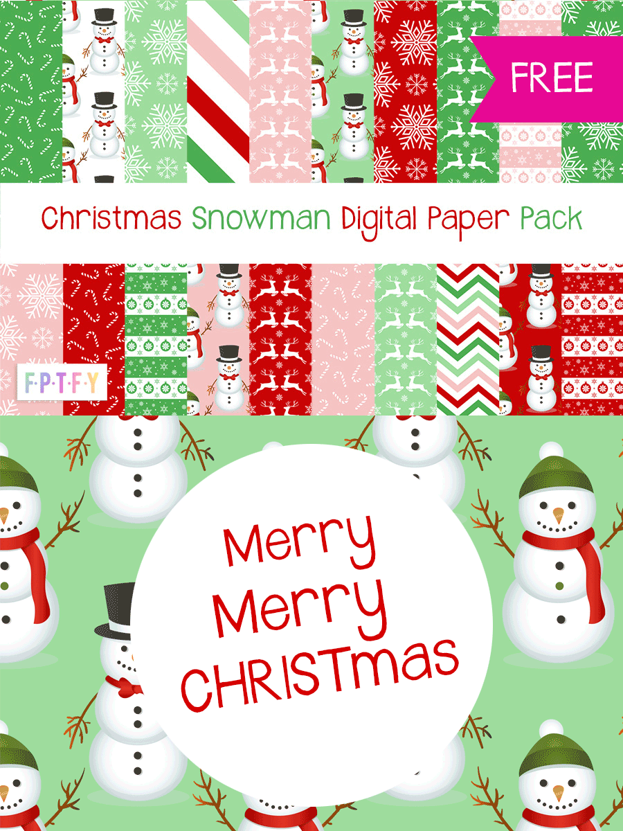 Christmas Snowman Digital Paper