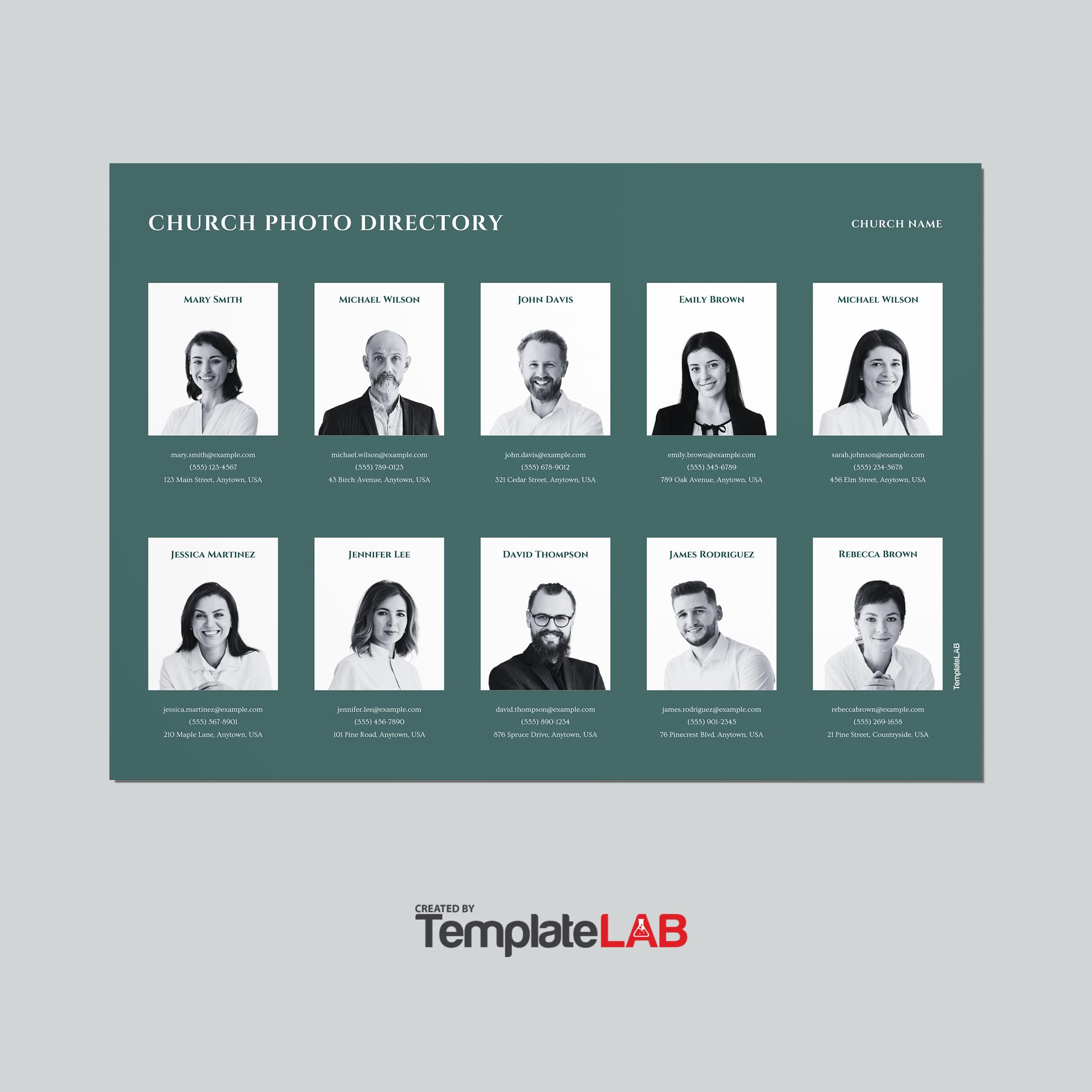 free church directory template with photos