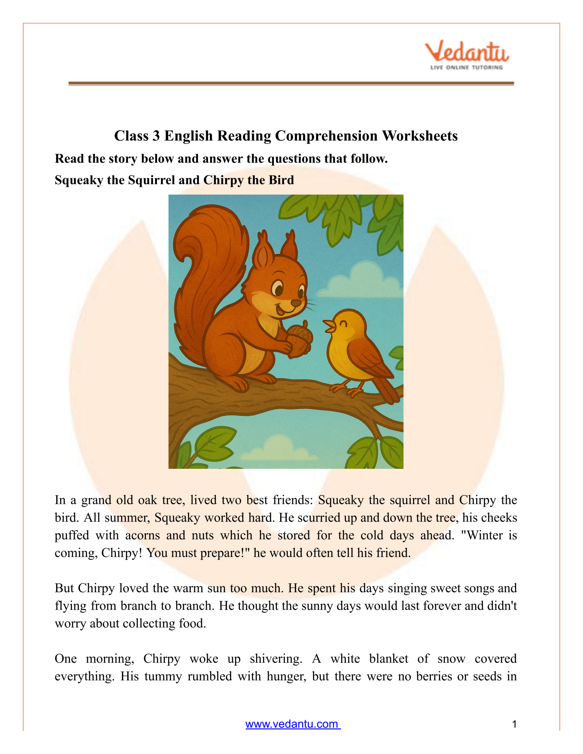 Class 3 Reading Comprehension Stories Kids Fables Anne And Frank