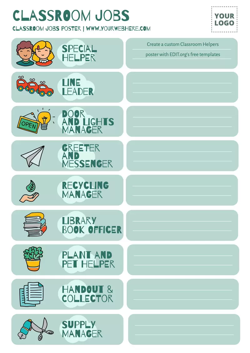 Classroom Jobs Poster Templates