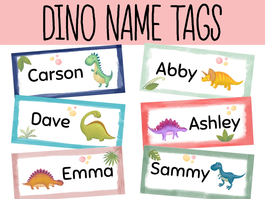 Classroom Name Tags Template Dinosaur