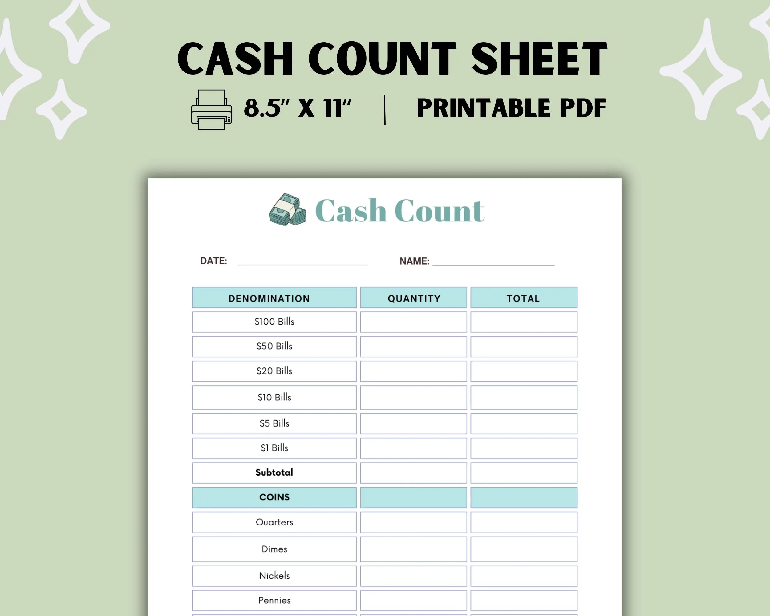 Closing Cash Count Closing Cash Count