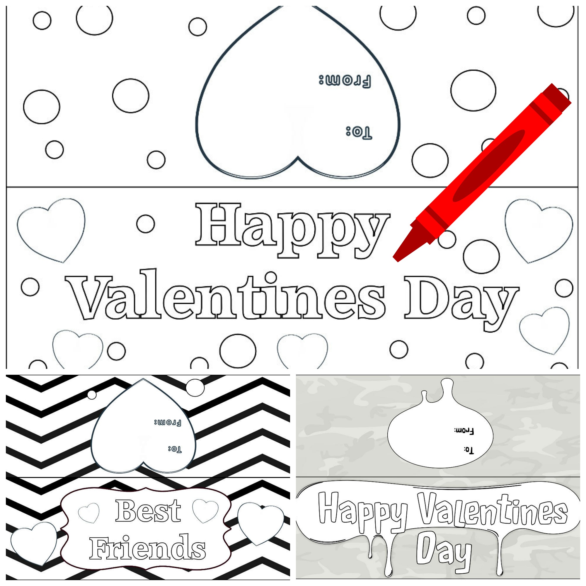 Color Your Own Printable Valentines Day Goody Bag Toppers
