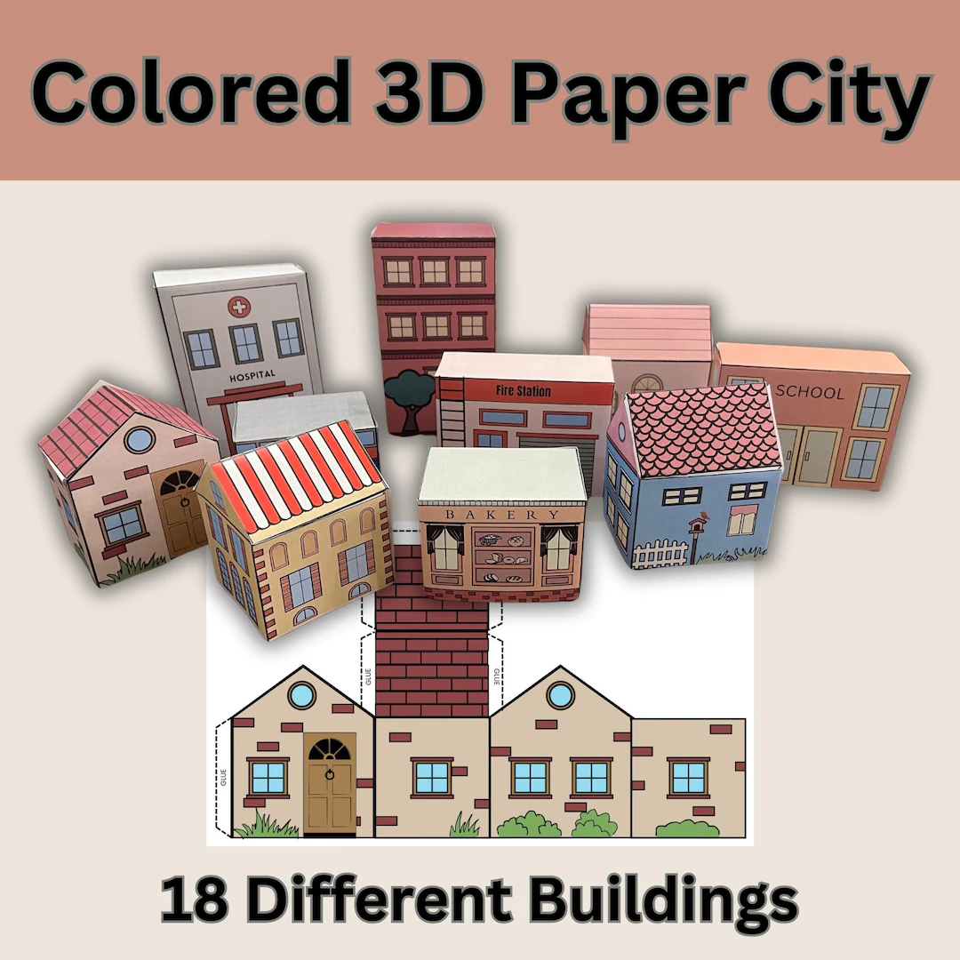 Colored 3d Paper City Printable 3d
