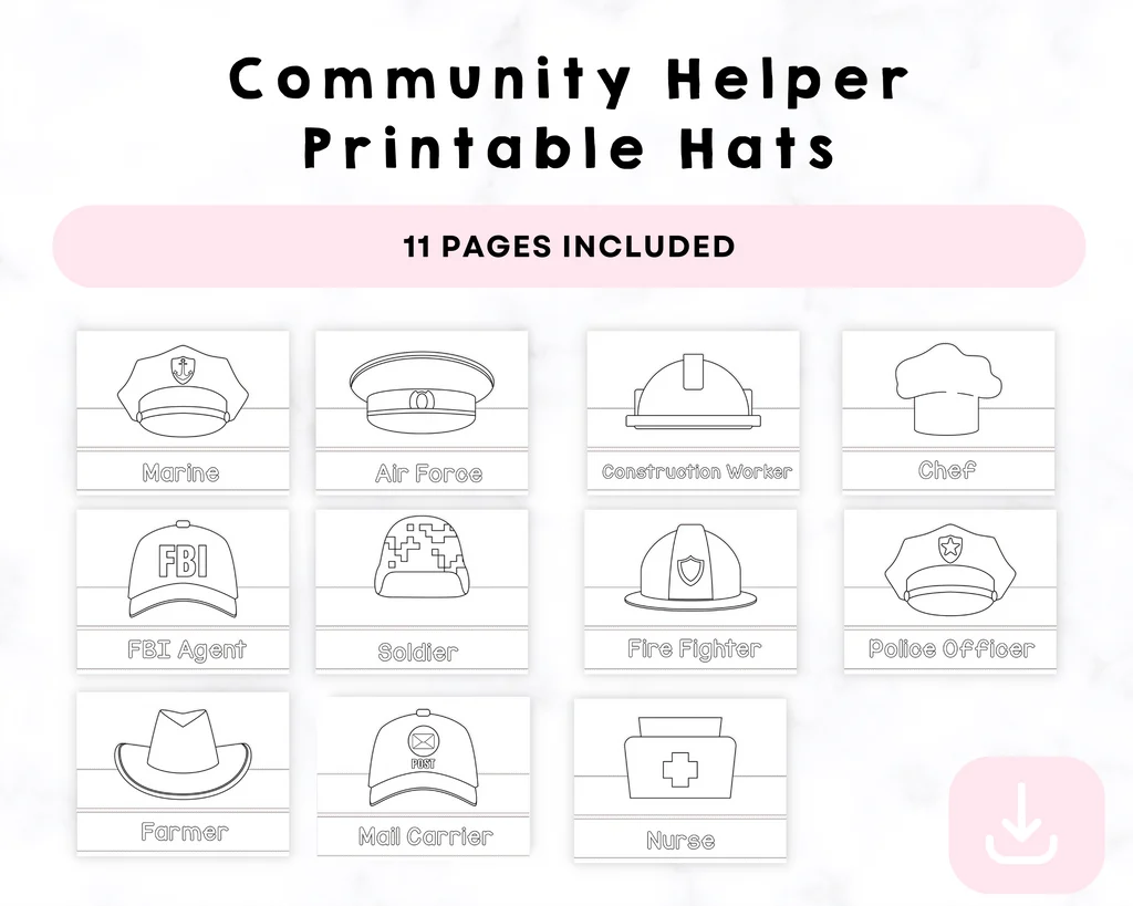 Community Helper Printable Hats
