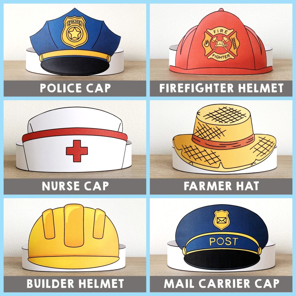 Community Helpers Paper Crowns Colored For Coloring