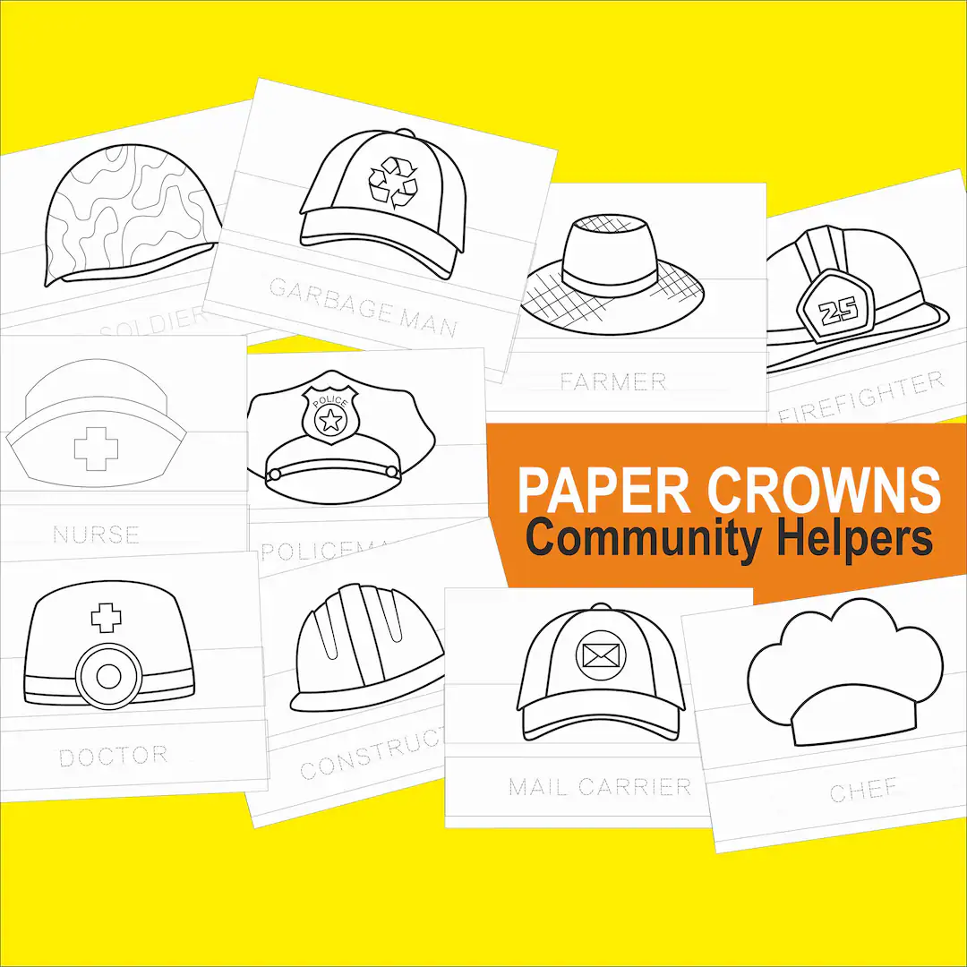 Community Helpers Printable Hats Kids