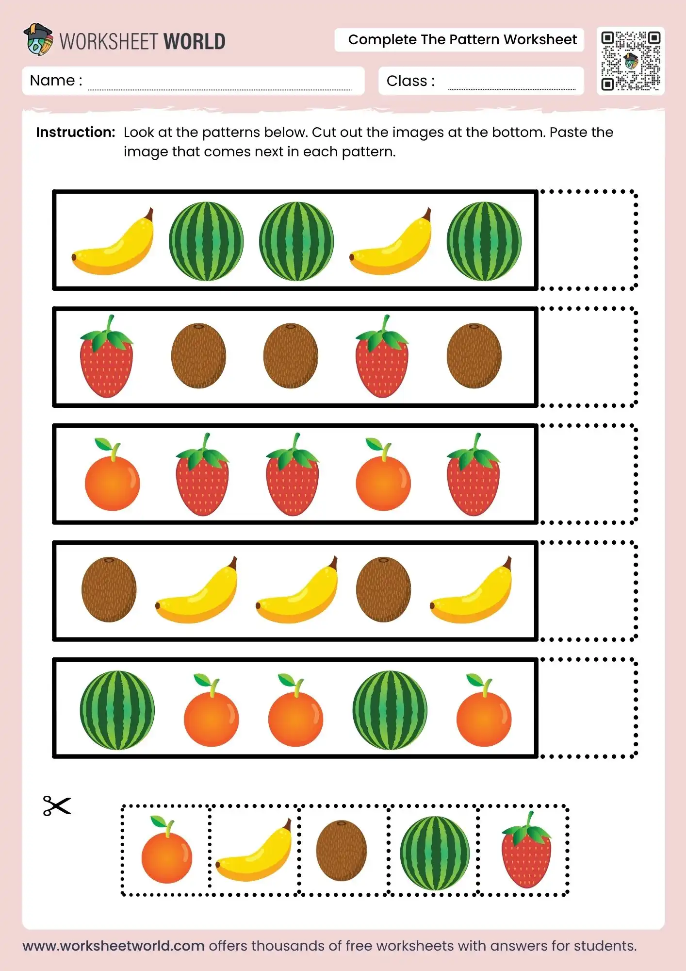 Complete The Pattern Worksheet
