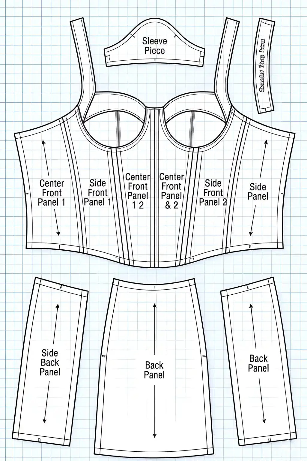 Corset Dress Pdf Multi Panel Structural Blueprint
