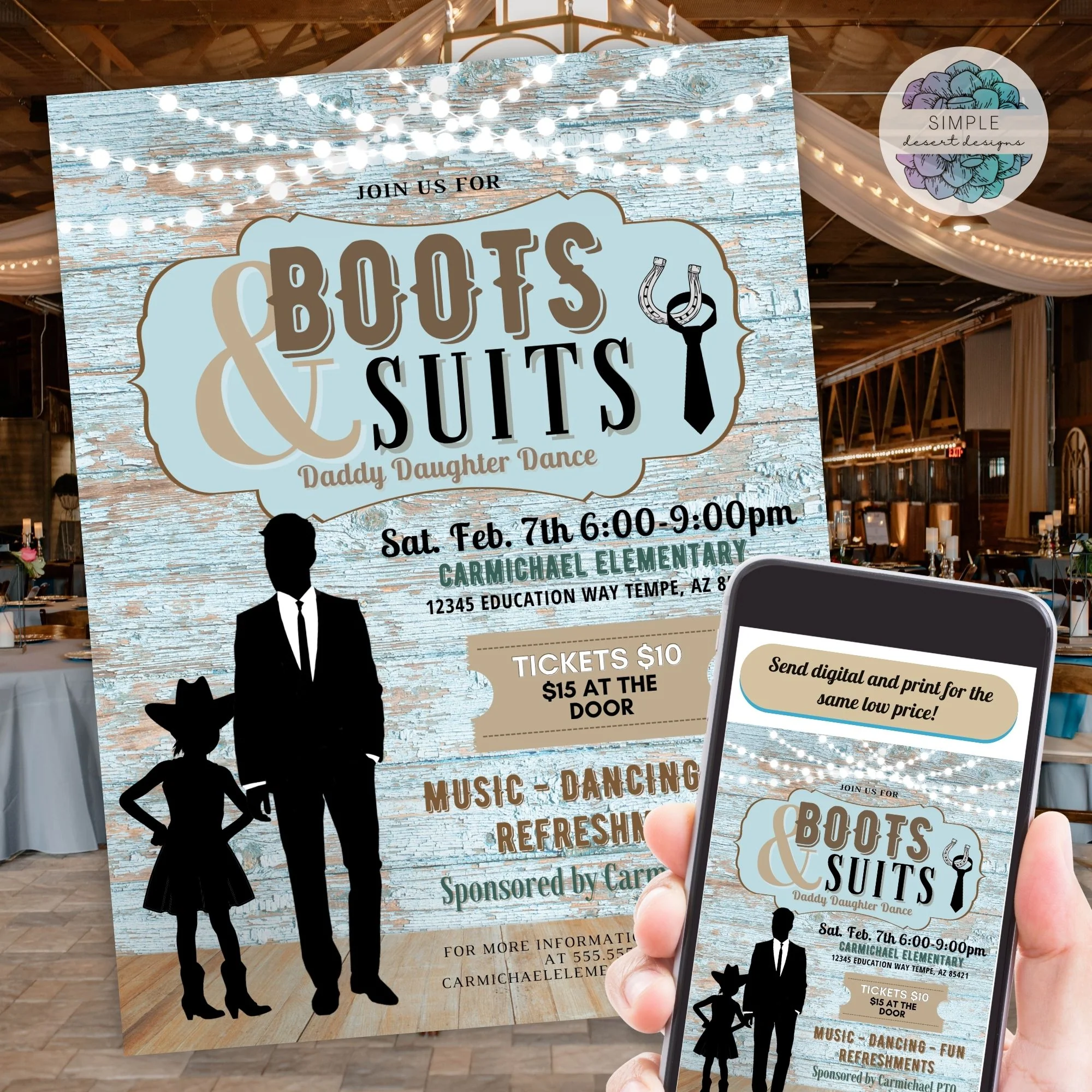 free father daughter dance flyer templates