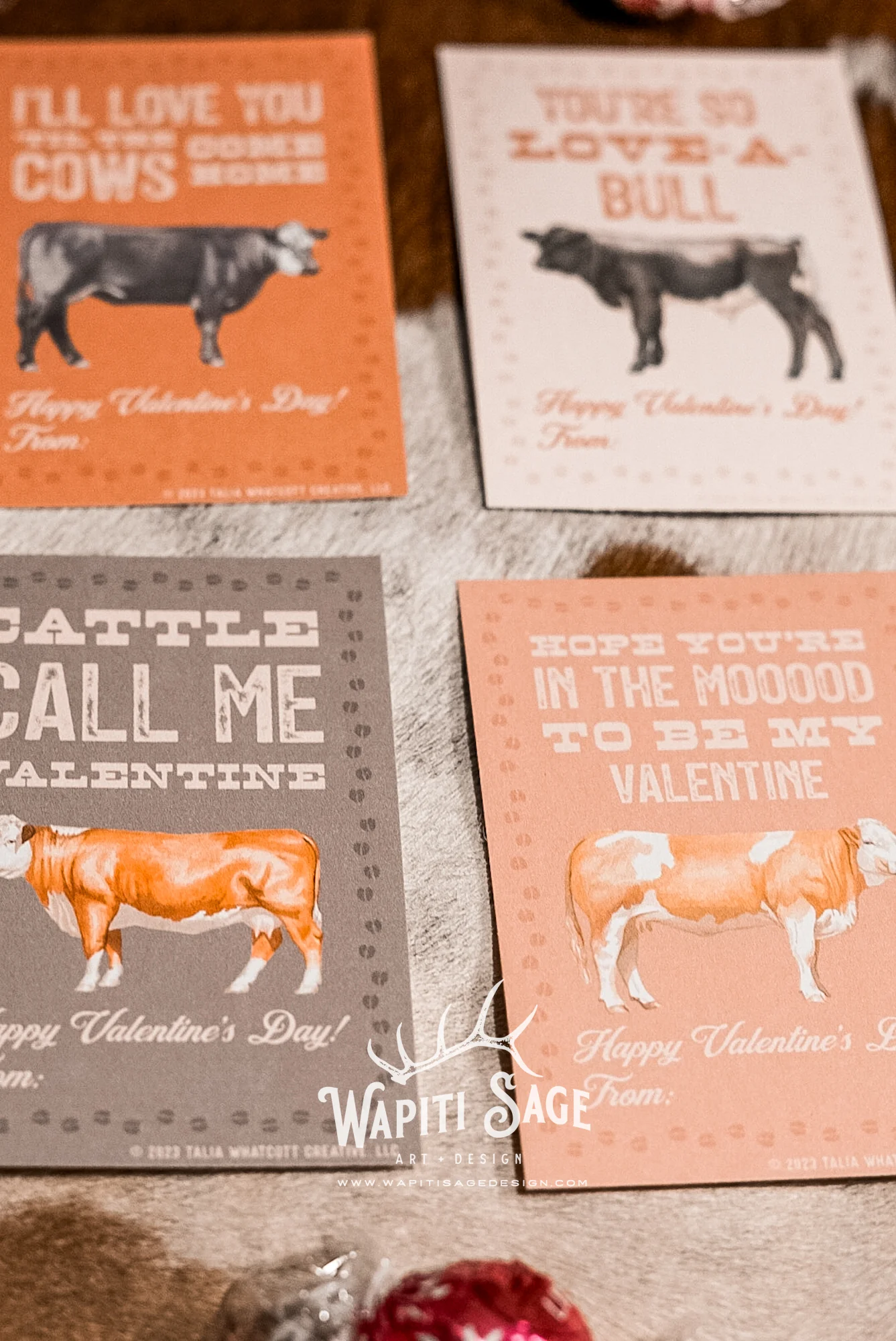 Cows Valentine Cards Digital Printable