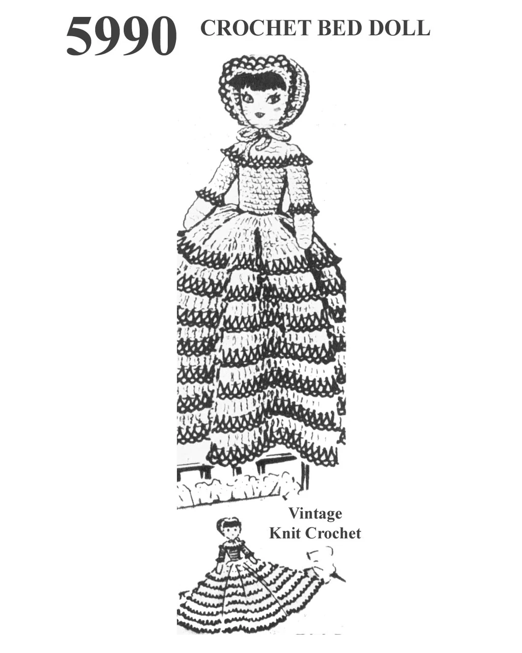 Crochet Bed Doll Pattern Anne Cabot No 5990 Crochet Bed Doll Pattern Anne Cabot No 5990