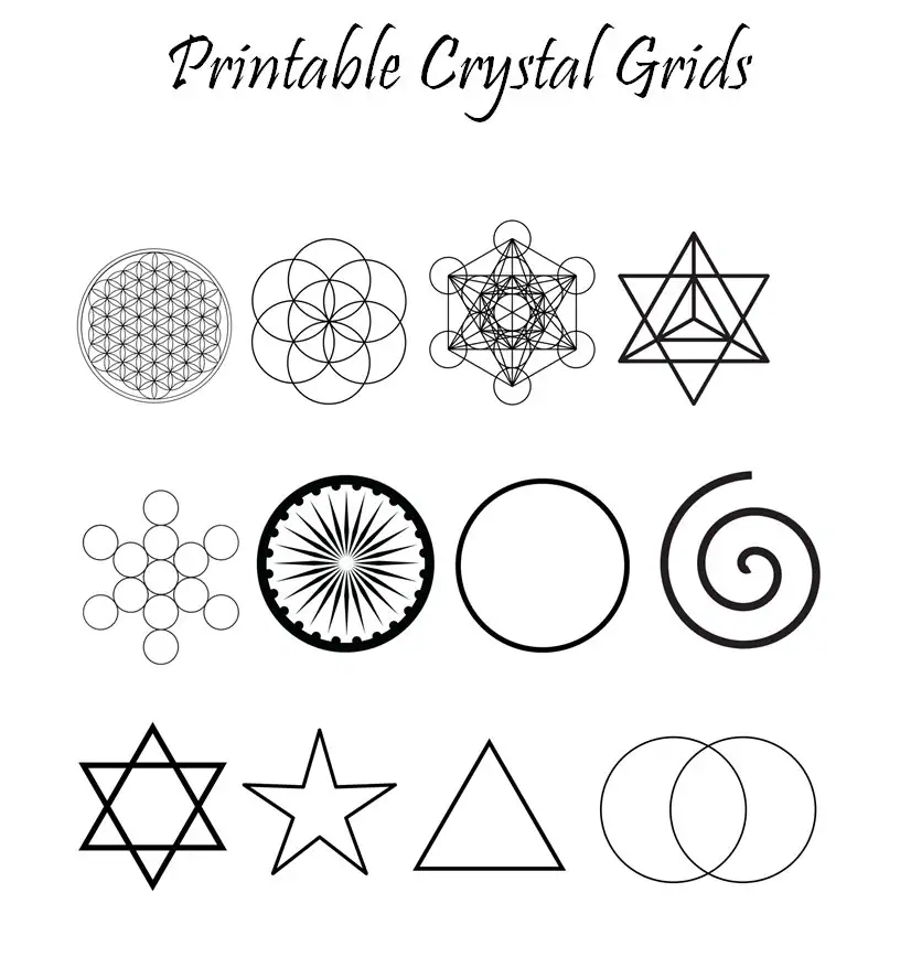 Crystal Grids Printable 12 Grid Designs