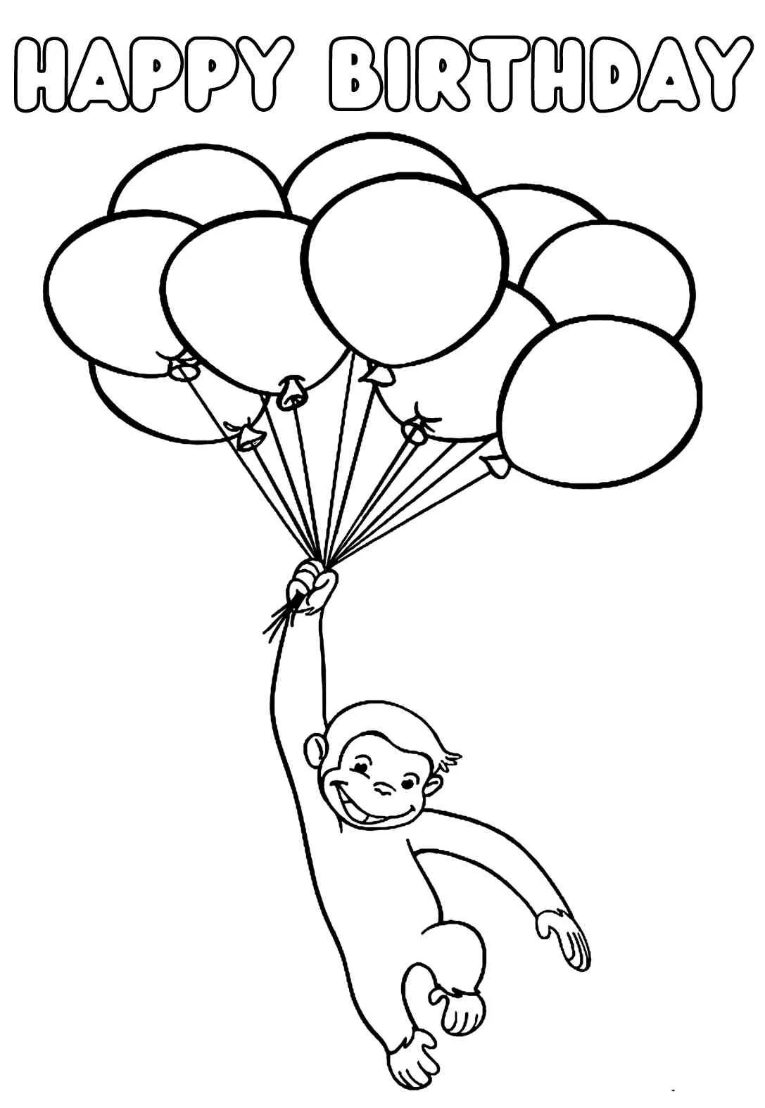 Curious George Birthday Coloring Pages Cards