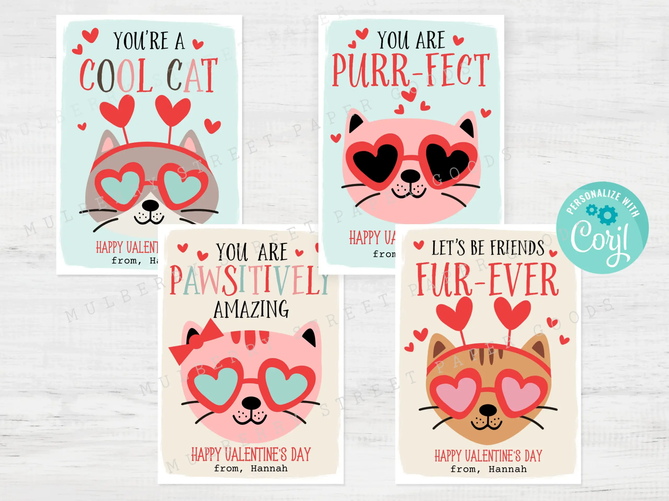 Cute Cat Valentine Card Printable