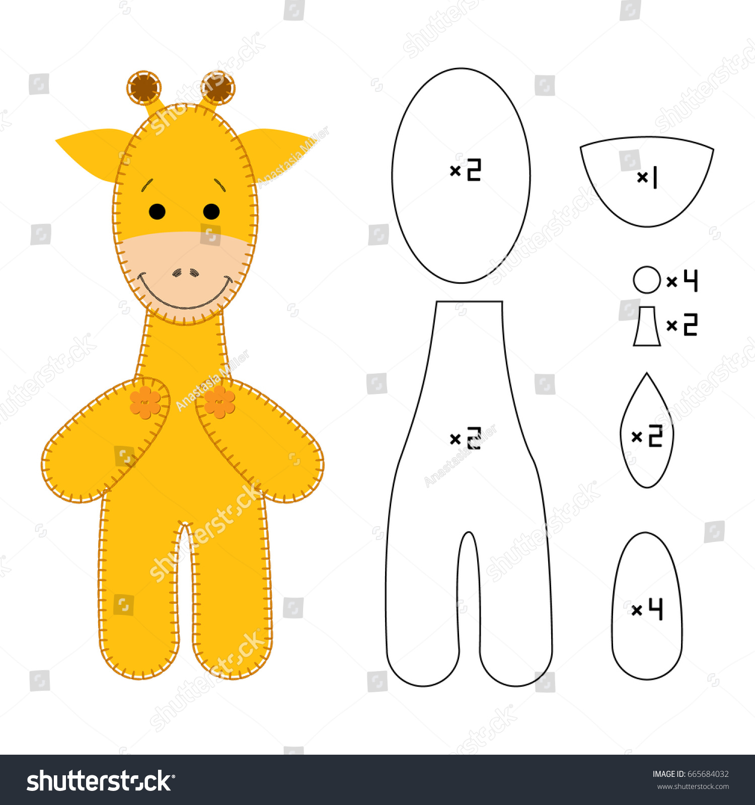 Cute Giraffe Pattern Felt Applique Patchwork 665684032
