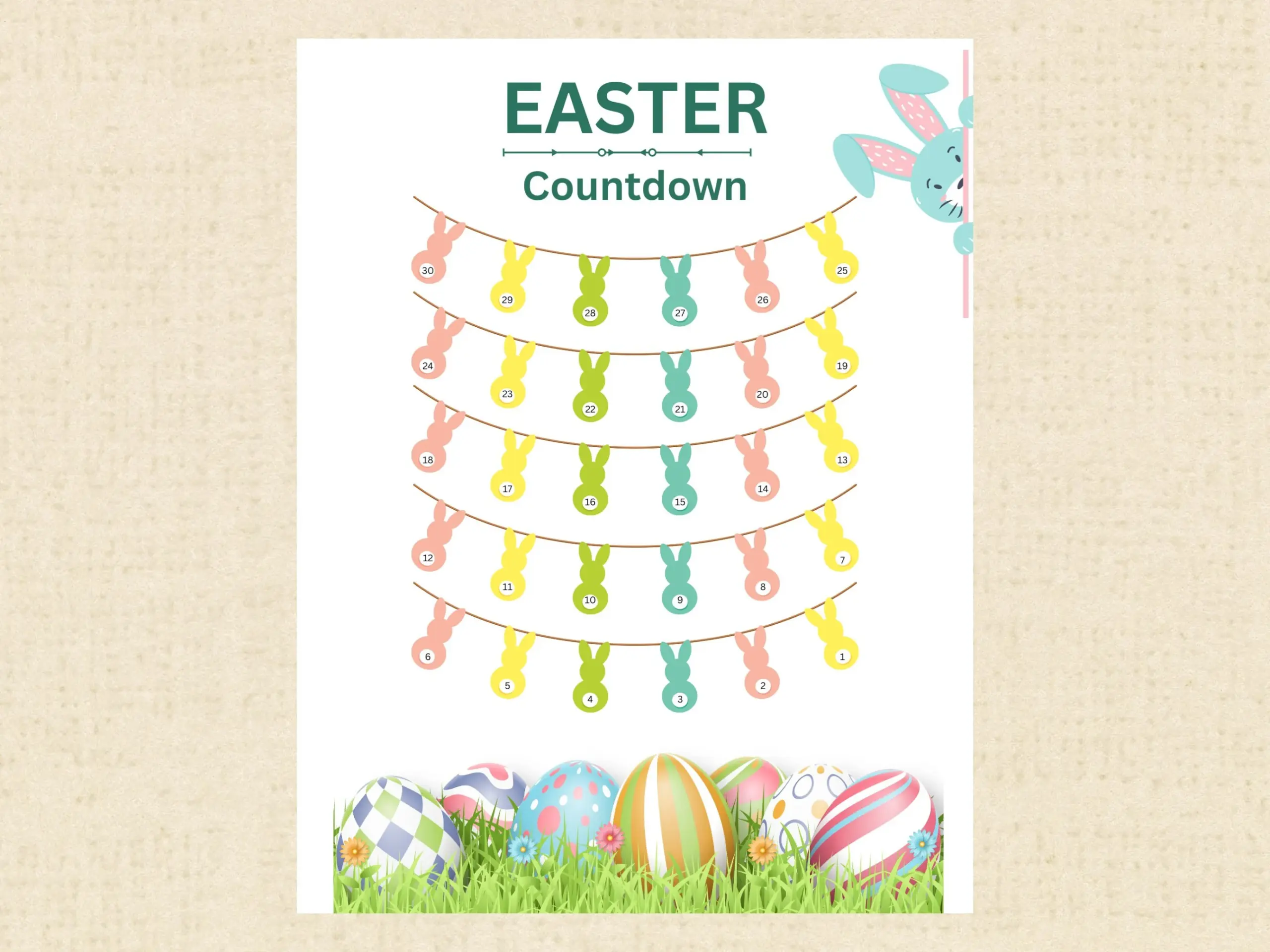 Daily Easter Countdown Calendar Mark Off