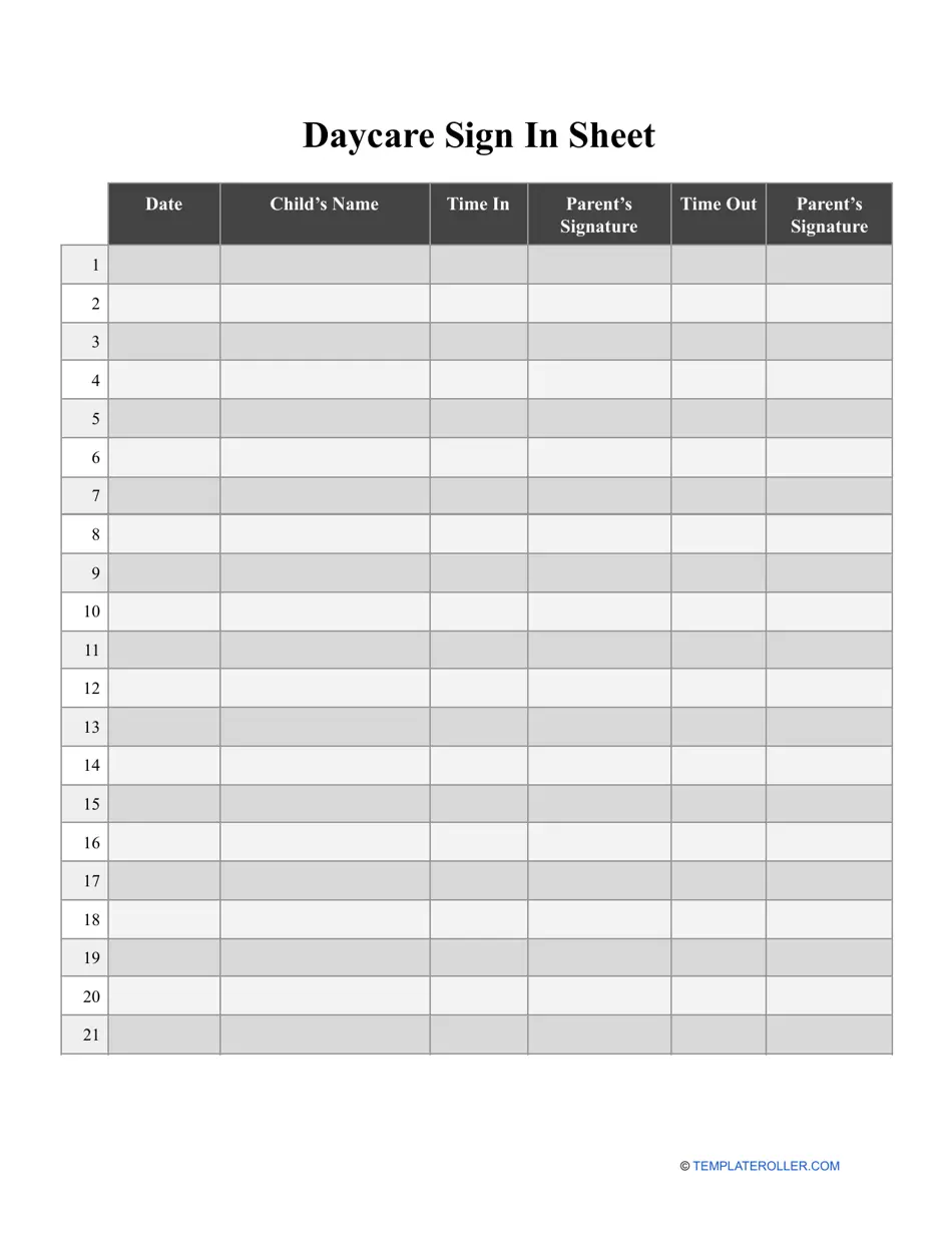 free printable sign in and out sheets for daycare