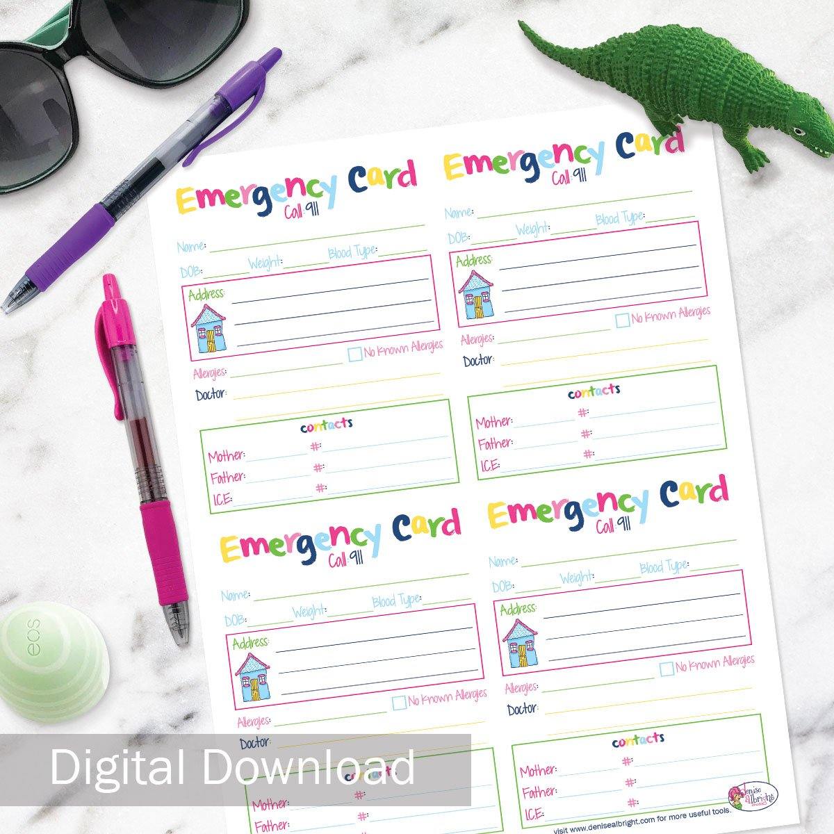 free emergency card template
