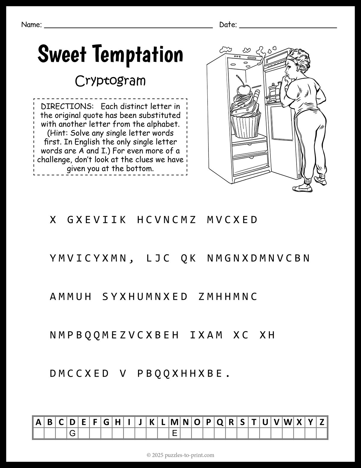 Dessert Recommendations Cryptogram shtml