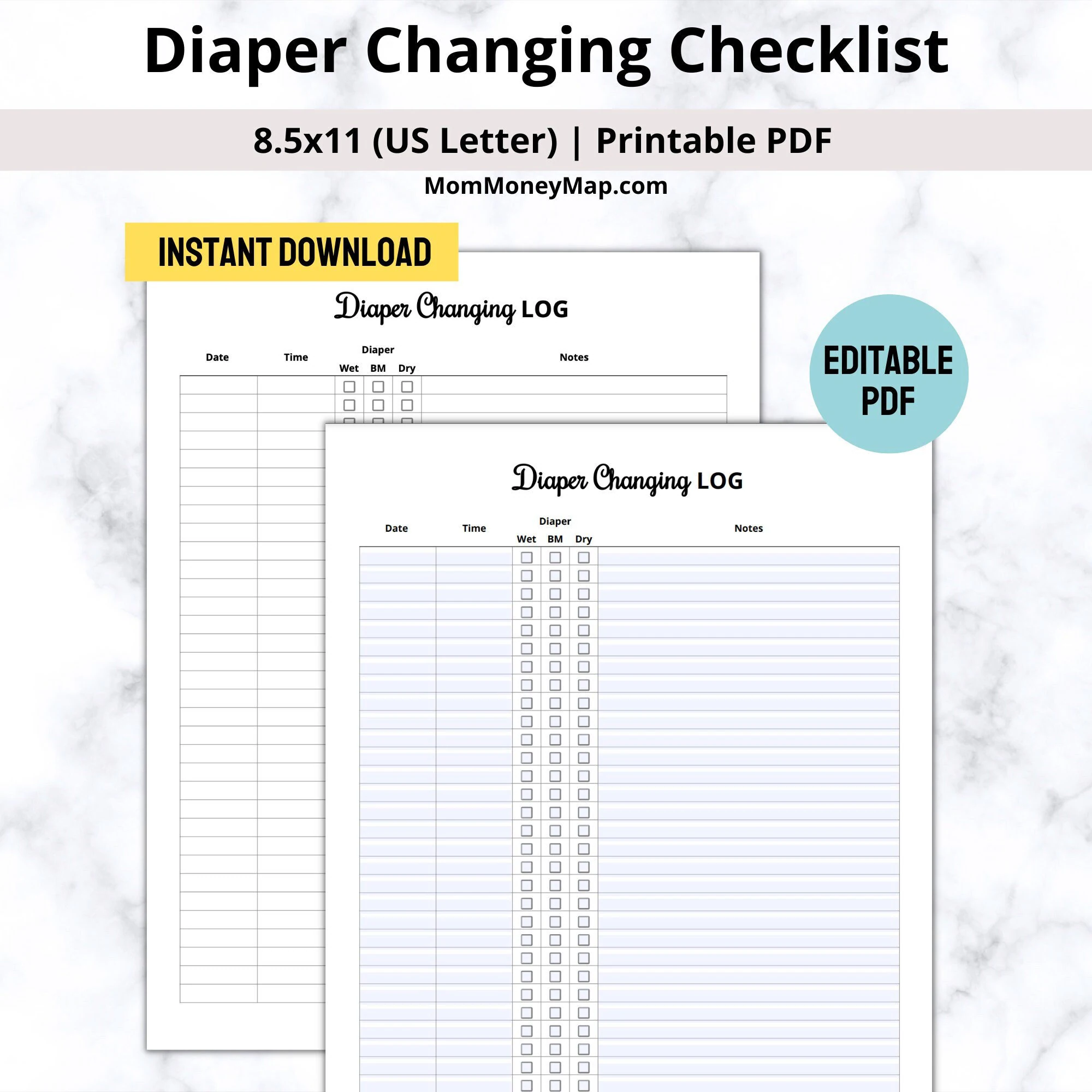 Diaper Changing Printable Pdf Newborn