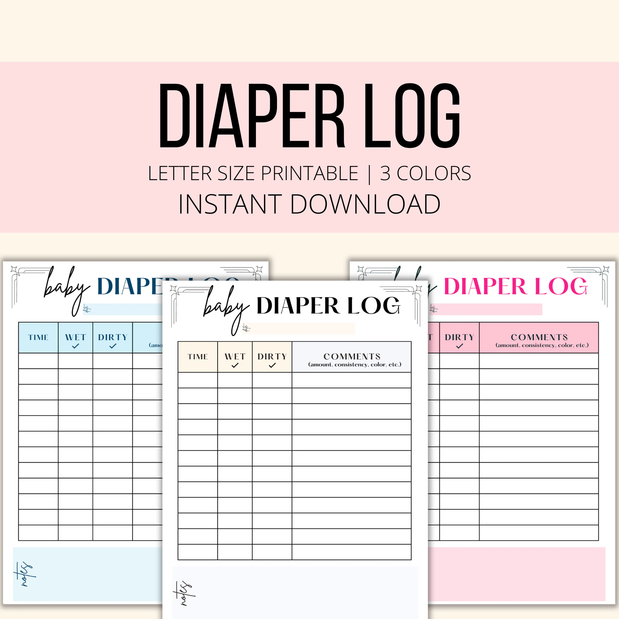 Diaper Log Printable Baby Diaper Change