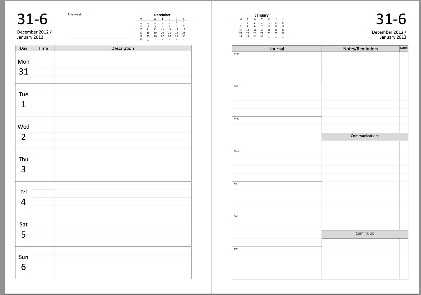 Diary Inserts