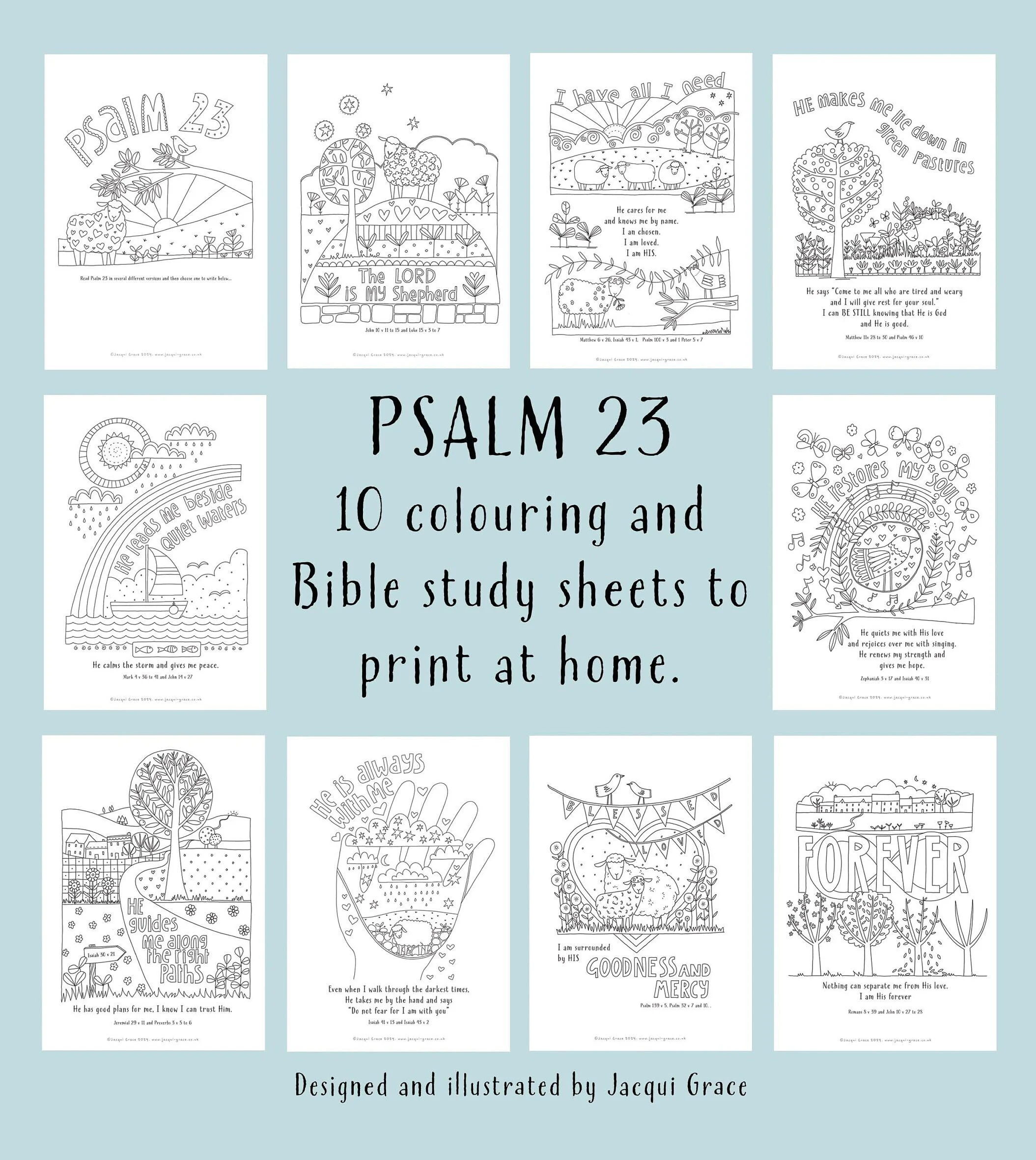 Digital Download Psalm 23 Colouring
