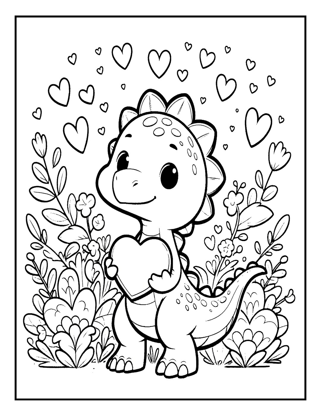 printable dinosaur valentine coloring pages